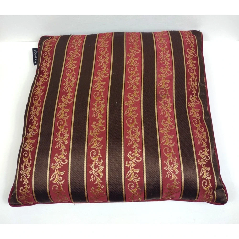J. Queen New York Maribella Crimson Square Stripes Decorative Throw Pillow 16